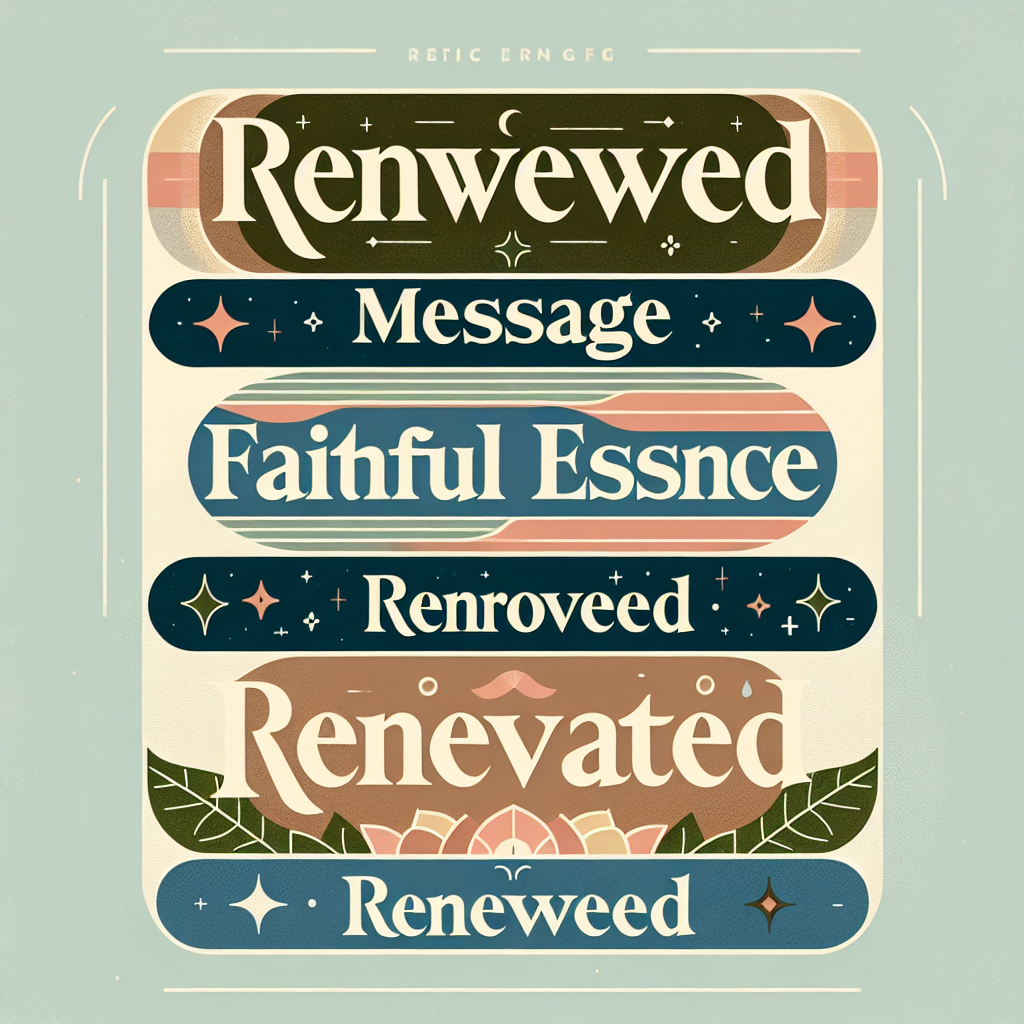 Mensaje Renovado
Esencia Fiel
Mensaje Mejorado
Esencia Renovada
Blog Renovado
Contenido Renovado