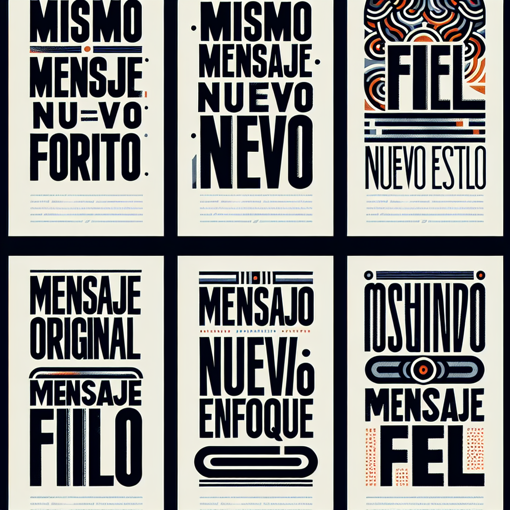 Mismo mensaje, nuevo formato
Mensaje fiel, nuevo estilo
Mismo mensaje, nueva forma
Mensaje original, nuevo enfoque
Estilo renovado, mensaje fiel