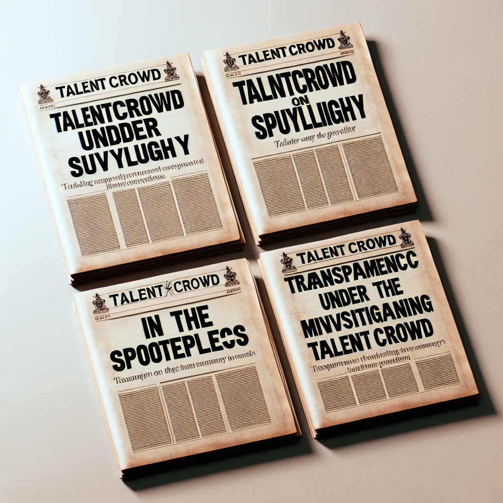 Talentcrowd bajo escrutinio
En la mira Talentcrowd
Talentcrowd bajo la lupa
Transparencia sobre Talentcrowd
Investigando a Talentcrowd